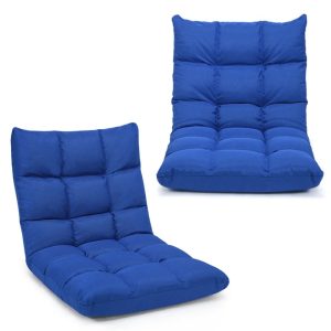 YYAo Floor Gaming Chair,Recliner, Meditation Floor Chair, 14-Position Adjustable Folding Lazy Gaming Sofa-Blue