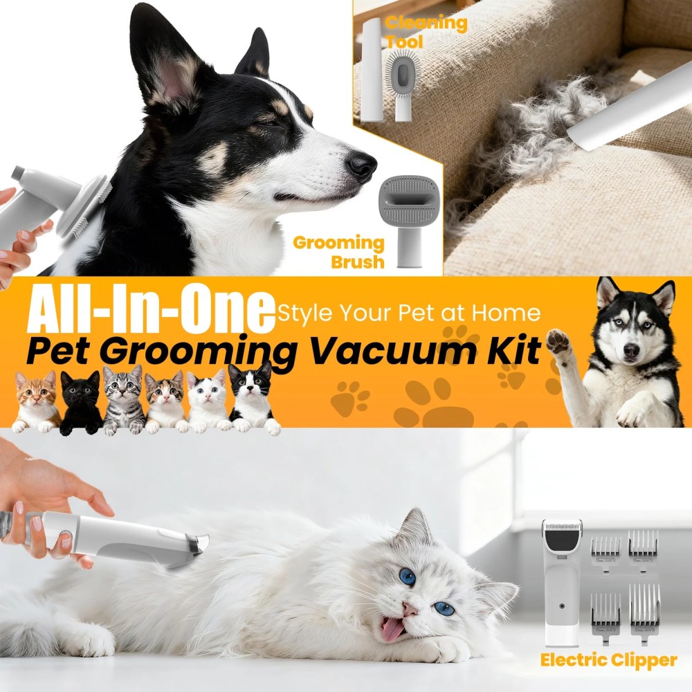 AIRROBO GP04 Dog Grooming Kit, 5 Grooming Tools, Pet Grooming Vacuum, Dog Clippers Kit, Low noise - Image 3