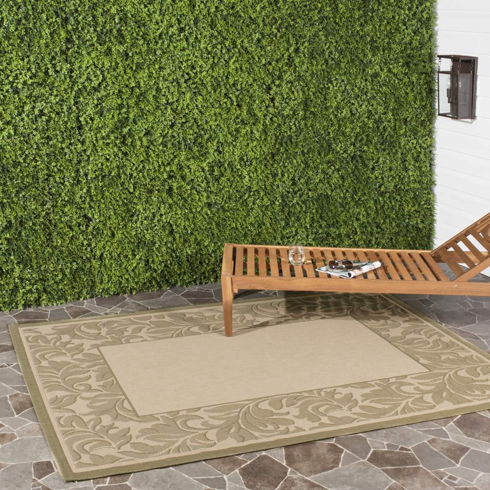 Safavieh Courtyard Steve Oriental Indoor/Outdoor Area Rug, Natural/Olive, 5'3" x 7'7" - Image 8