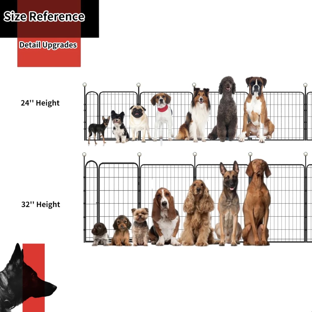 IGOOUO Dog Playpen Indoor/Outdoor, 4 Panels 32" Height Portable Metal Dog Fence with Easy-Carry Straps for Small Dogs, Pet Puppy Playpen for RV Camping Yard Patio - Image 2