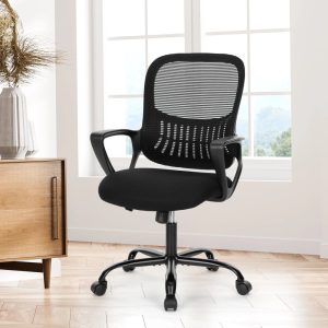 Yangming Mid Back Office Chair,Mesh Ergonomic Swivel Computer Desk Chair with Lumbar Support,Black