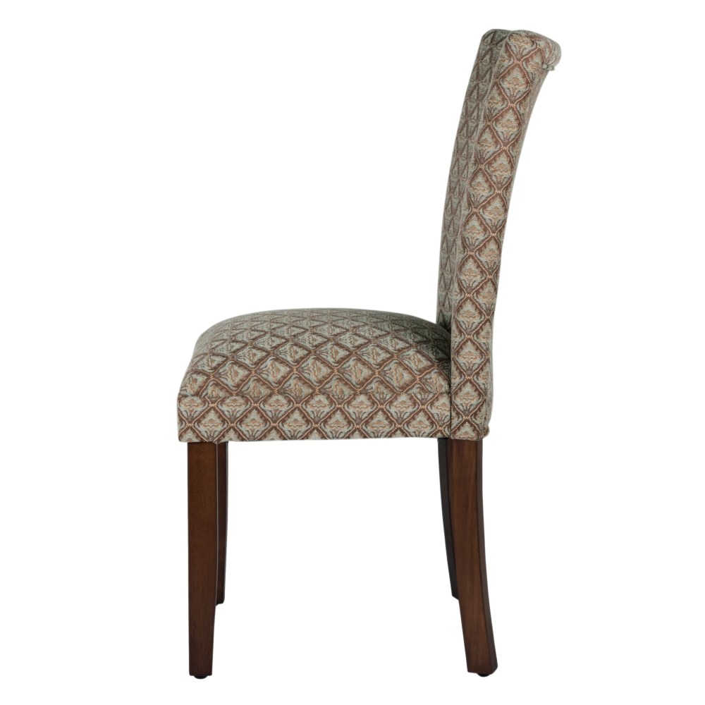 HomePop Parsons Dining Chair, Brown and Blue Fabric - Image 4