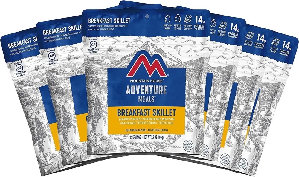 (6 Pouches) Mountain House Survival Backpacking & Camping Emergency Food Breakfast Skillet with 30 Years Shelf Life Gluten Free