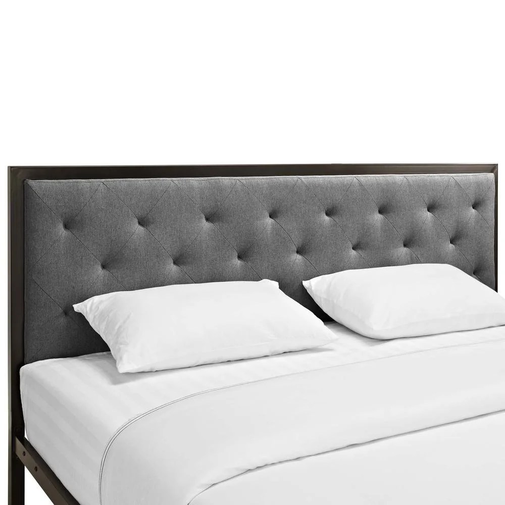 Modway Mia King Powder-coated Steel and Fabric Bed in Brown/Gray - Image 9