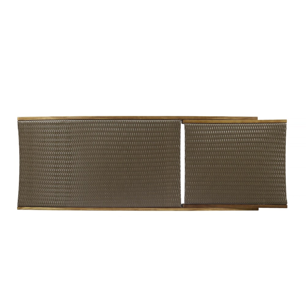 Emmanuel Outdoor Wicker and Wood Chaise Lounge with Pull-Out Tray, Set of 2, Brown, Teak - Image 6