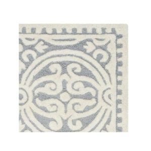 SAFAVIEH Cambridge Leslie Geometric Wool Runner Rug, Silver/Ivory, 2'6" x 10"