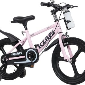 Ambifirner 16" Bike for 4-7 Year Olds - Adjustable Training Wheels & Safety Basket Water Bottle-High Steel Frame