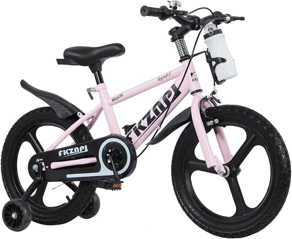 Ambifirner 16" Bike for 4-7 Year Olds - Adjustable Training Wheels & Safety Basket Water Bottle-High Steel Frame