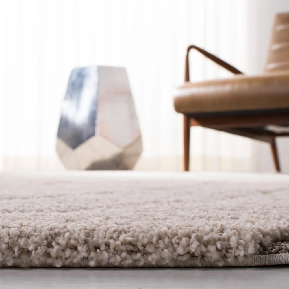 SAFAVIEH Florida Tabitha Geometric Waves Shag Area Rug, Cream/Beige, 6'7" x 6'7" Square - Image 8