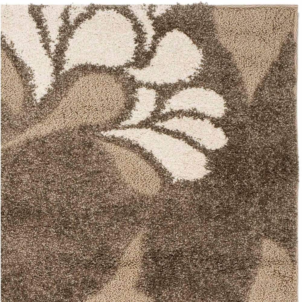 SAFAVIEH Florida Teodor Floral Shag Area Rug, Smoke/Beige, 5" x 5" Square - Image 3
