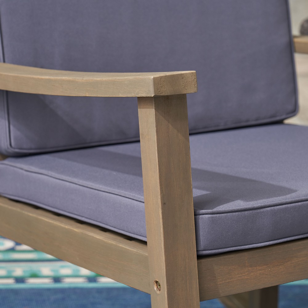 Outdoor Acacia Wood Rocking Chair with Cushion, Grey - Image 6