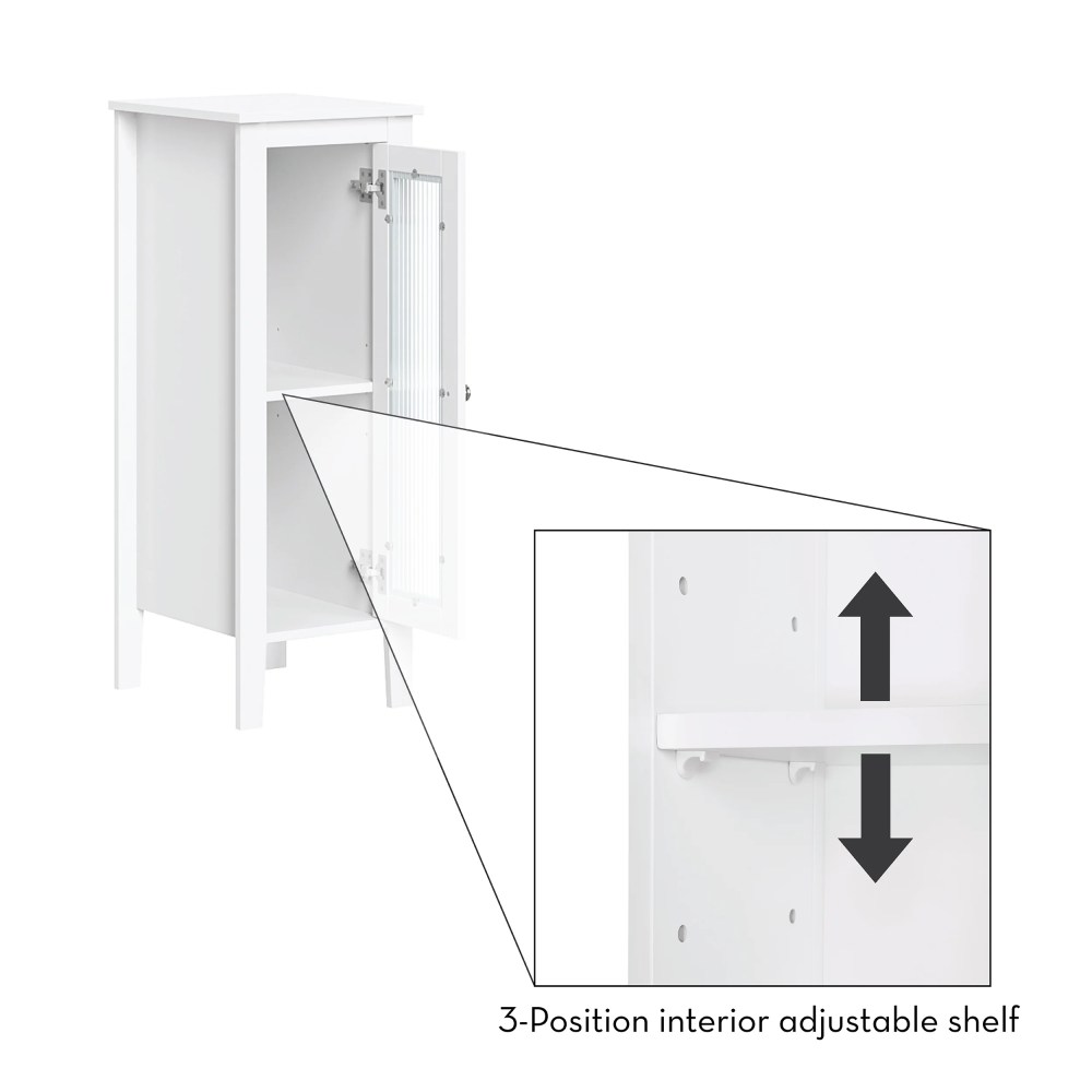 RiverRidge Prescott 1-Door Slim Bathroom Storage Cabinet and Organizer Shelf - White - Image 7
