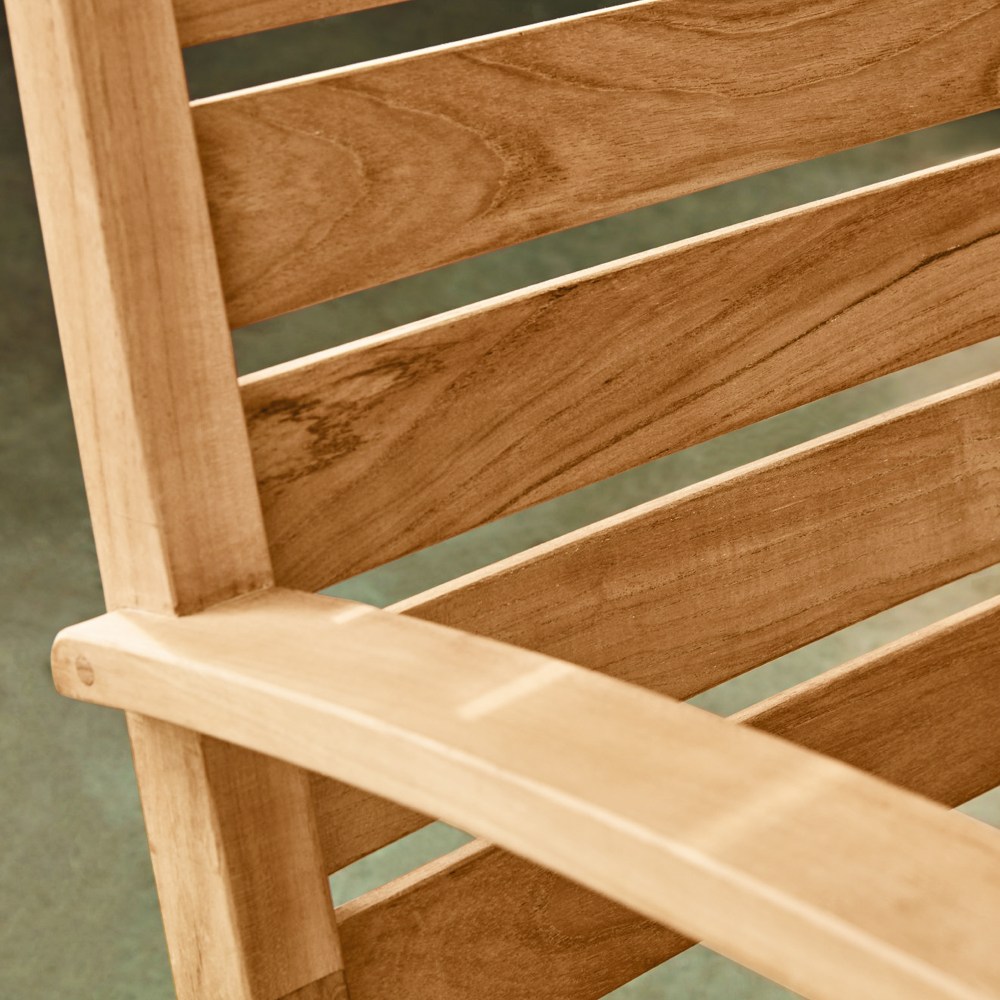 Logan Solid Teak Outdoor Rocking Chair with Bottle Holder, Natural Teak - Image 5