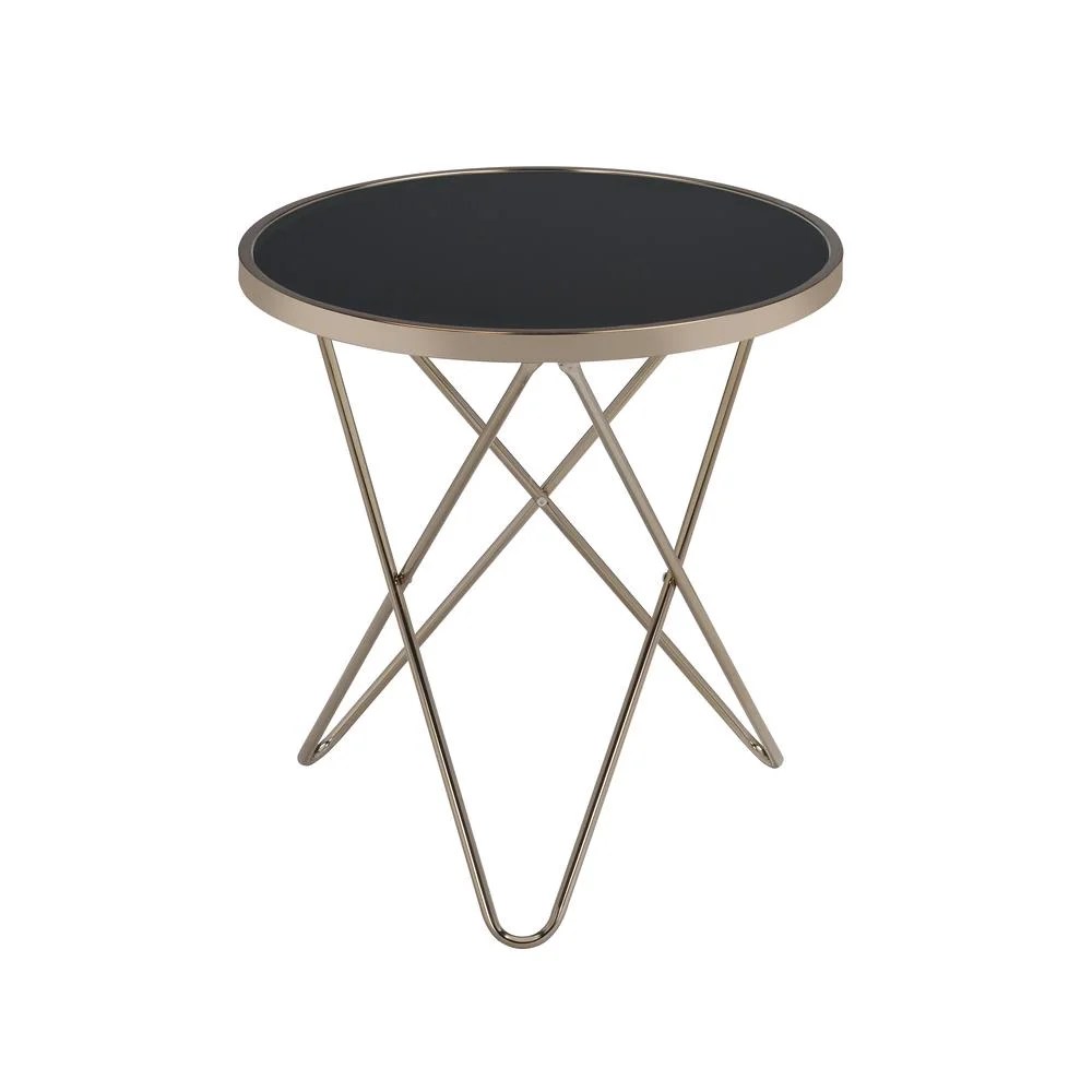ACME Valora End Table in Black Glass and Champagne - Image 3
