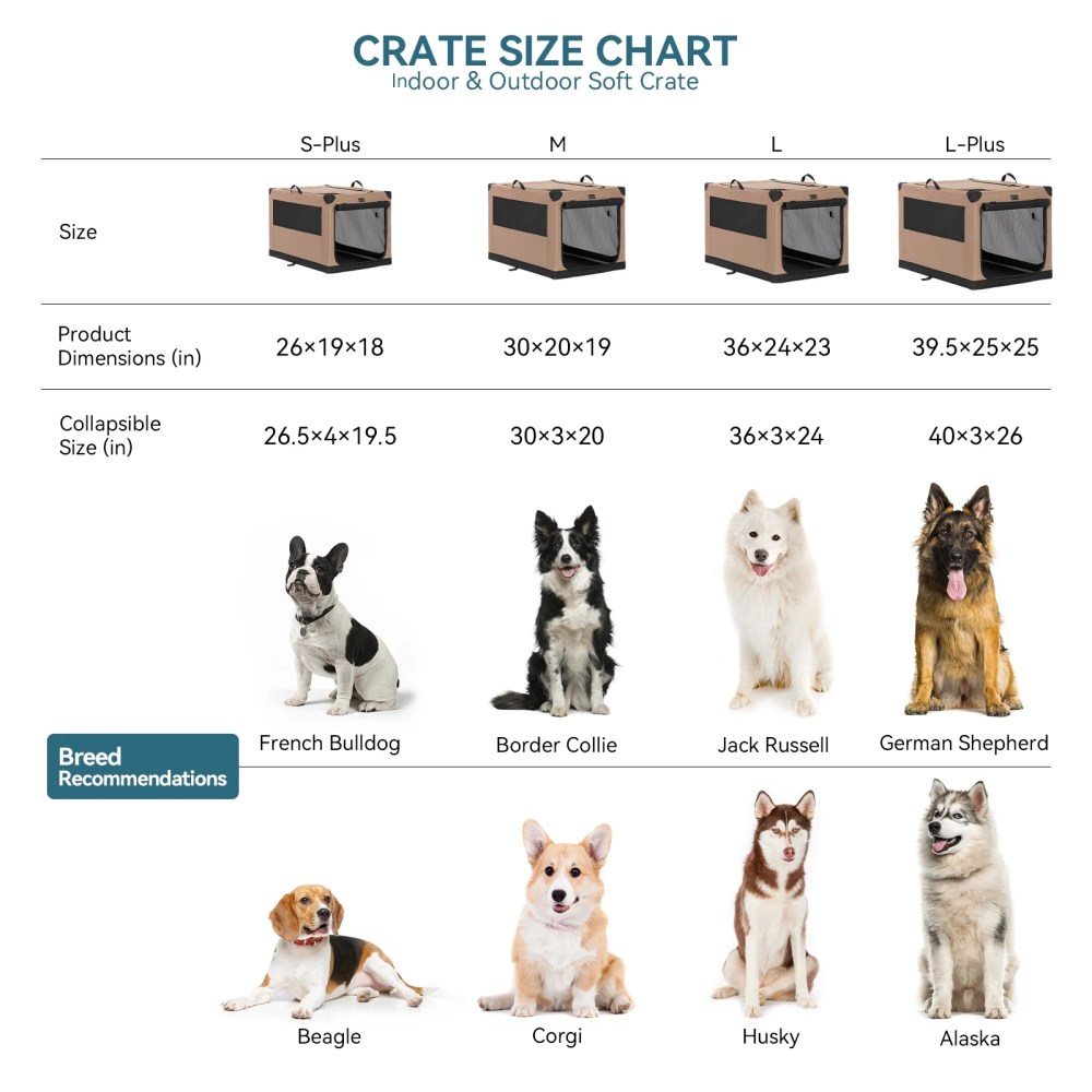 Petsfit Portable Dog Care Kennel, 26" L x 19" Wx 18" H Adjustable Fabric Cover by Spiral Iron Pipe, Portable&Easy Assembly Dog Crate 3 Door Design, Khaki - Image 5