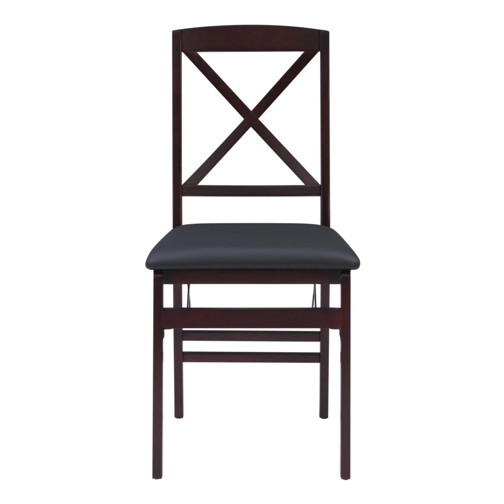 Linon Farrow Indoor Faux Leather Folding Chair with Cross-Back, Set of 2, Merlot/Dark Brown - Image 2