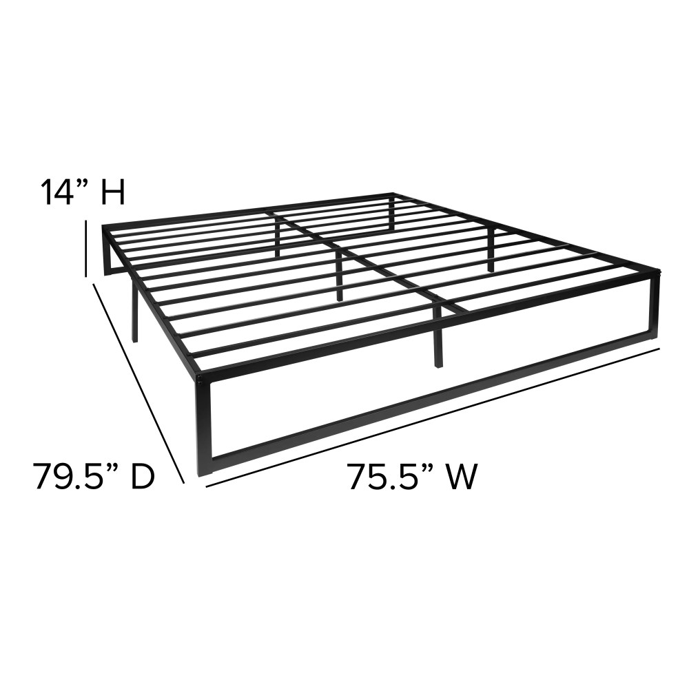 Flash Furniture Modern Steel Platform Bed Frame, Black, King - Image 2
