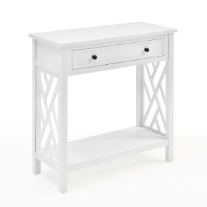 Alaterre Furniture Coventry 32" Pine Wood Console Table with Drawer and Shelf
