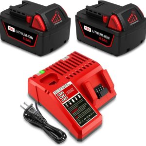 2 Pack 18V 6.5AH 48-11-1865 Extended Capacity Battery for 18V 108Wh 6.0 AH Battery Pack 48-11-1865 and Charger XC 6.0Ah 48-11-1865 5Ah 48-11-1852 4Ah 48-11-1840 18V Battery with Charger 48-59-1812