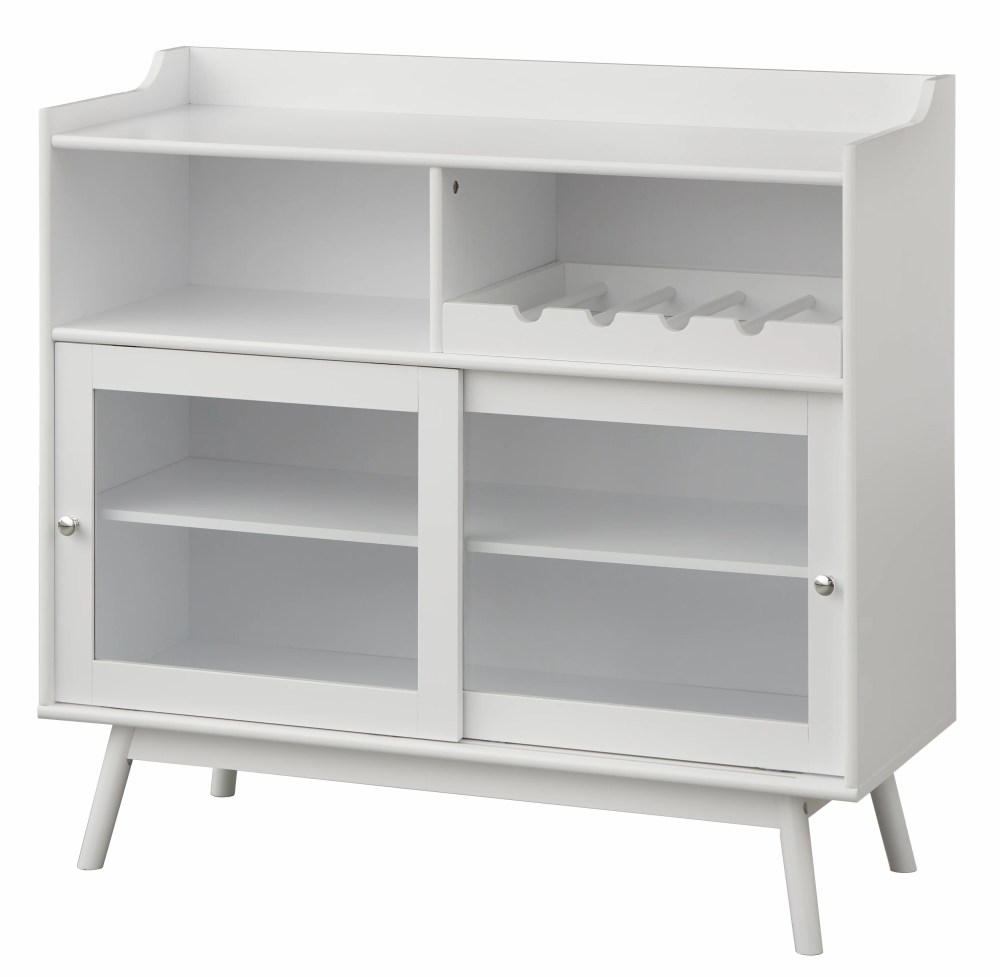 TMS Altura Bar Cabinet with Sliding Doors and Wine Rack, White - Image 5