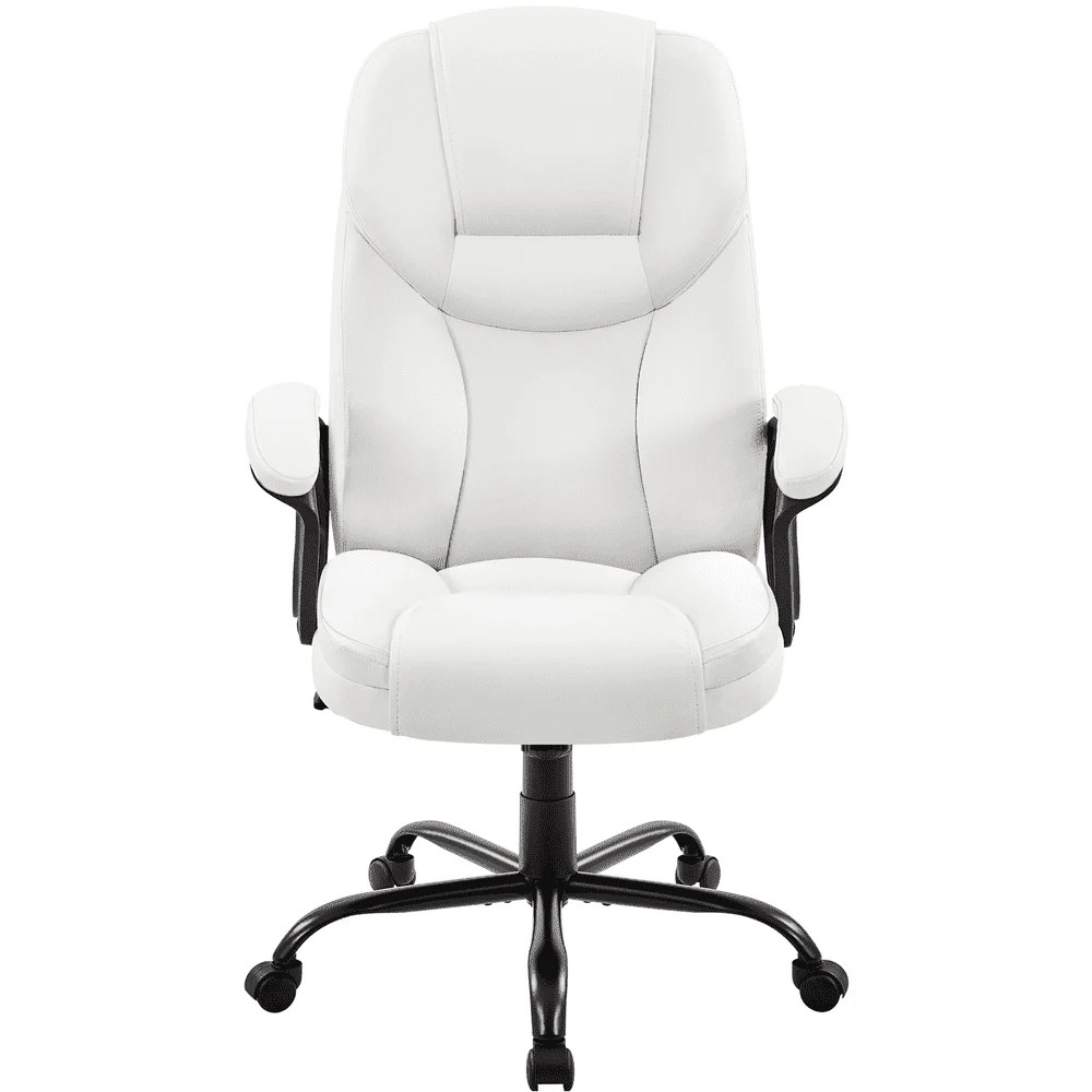 Yaheetech Ergonomic Faux Leather Office Chair High Back with Swivel Seat,White