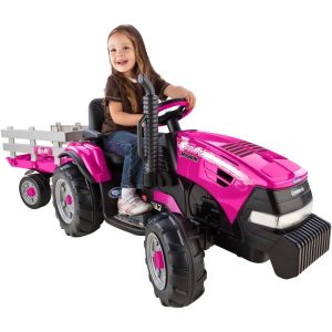 Case IH Magnum Tractor and Trailer Girls' 12 Volt Battery Powered Ride On, Pink