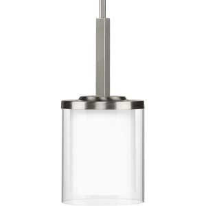 Mast Collection One-Light Brushed Nickel Clear Glass Coastal Mini-Pendant Light