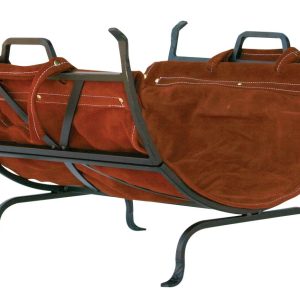 UniFlame Olde World Iron Log Holder with Suede Leather Carrier