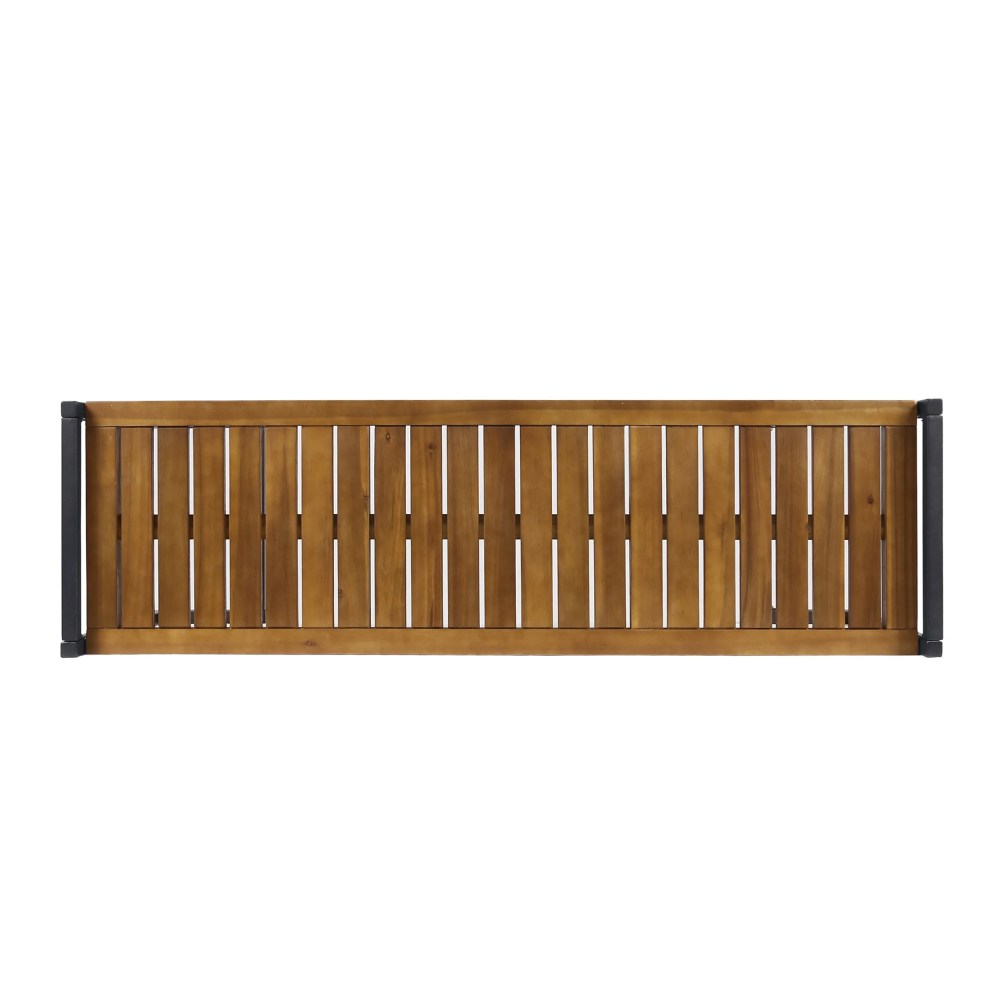 Noble House Brycen Acacia Wood and Iron Bench, Teak/Black Metal - Image 8