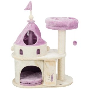 TRIXIE My Kitty Castle Plush 35.5" Cat Tree,  Sisal Scratching Posts,  Rustling Fabric Beige