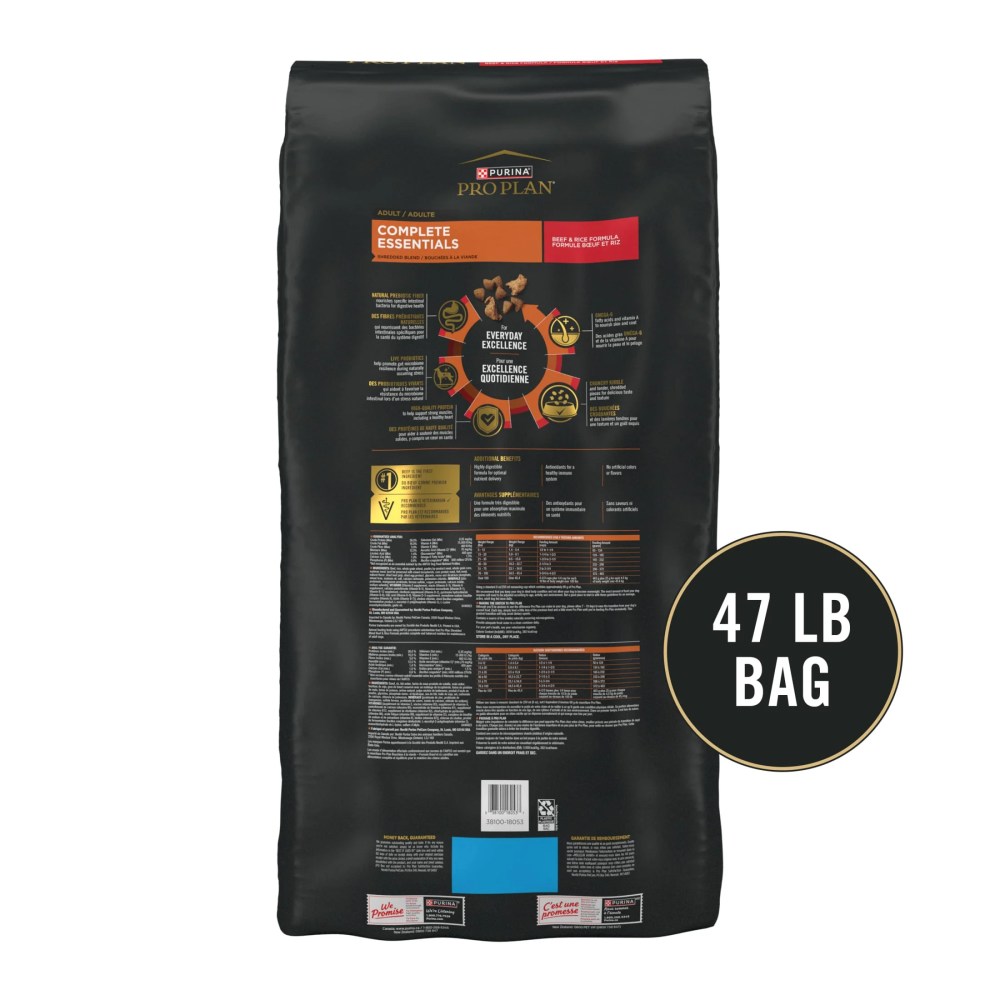 Purina Pro Plan Complete Essentials Shredded Blend Beef and Rice Dry Dog Food Formula with Probiotics for Dogs, 47 lb Bag - Image 7