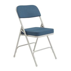 (Pack of 2) NPS 3200 Series Premium 2" Fabric Upholstered Double Hinge Folding Chair,Regal Blue