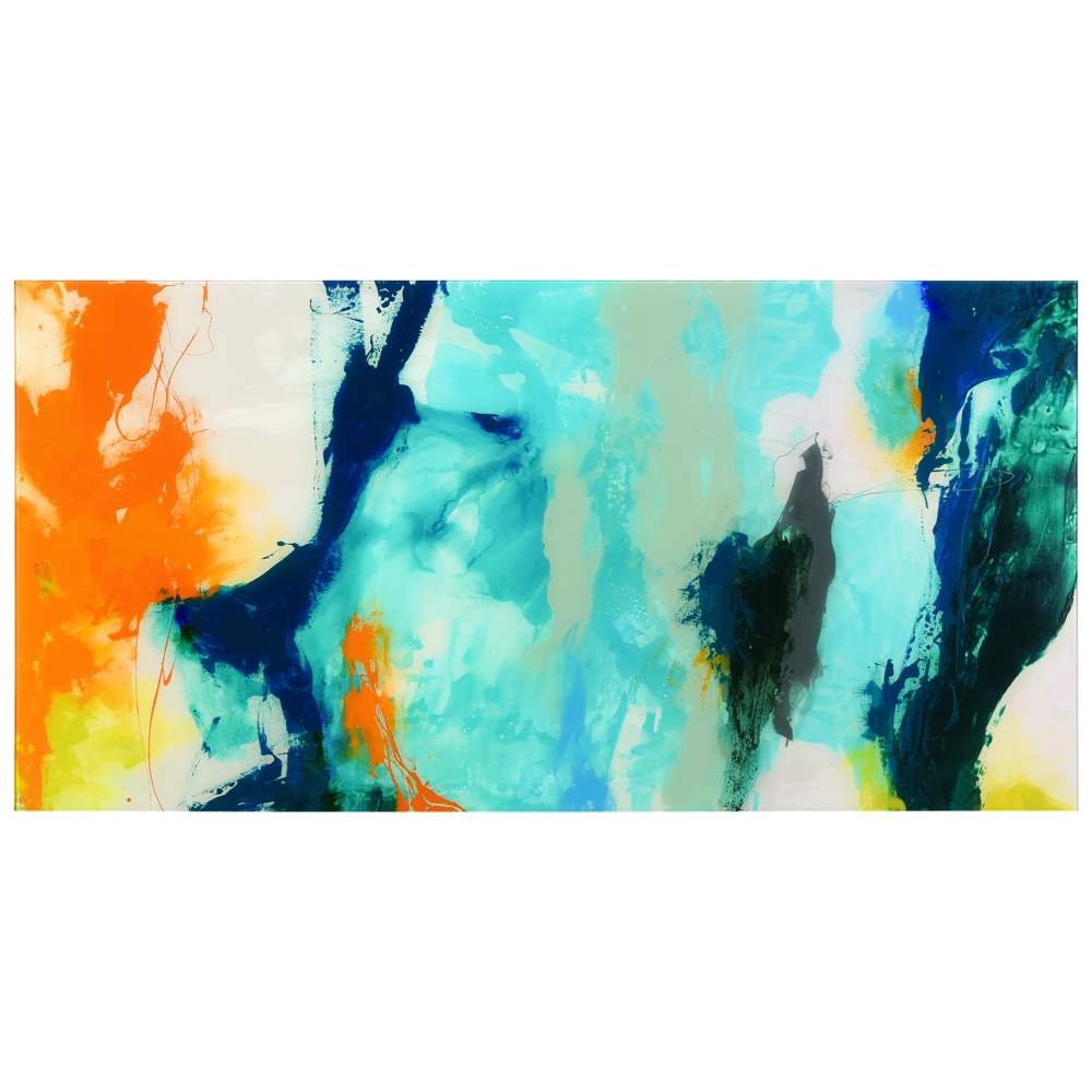 Empire Art Direct Tidal Abstract 2 Frameless Free Floating Tempered Glass Panel Graphic Wall Art, 24" x 48" x 0.2", Ready to Hang