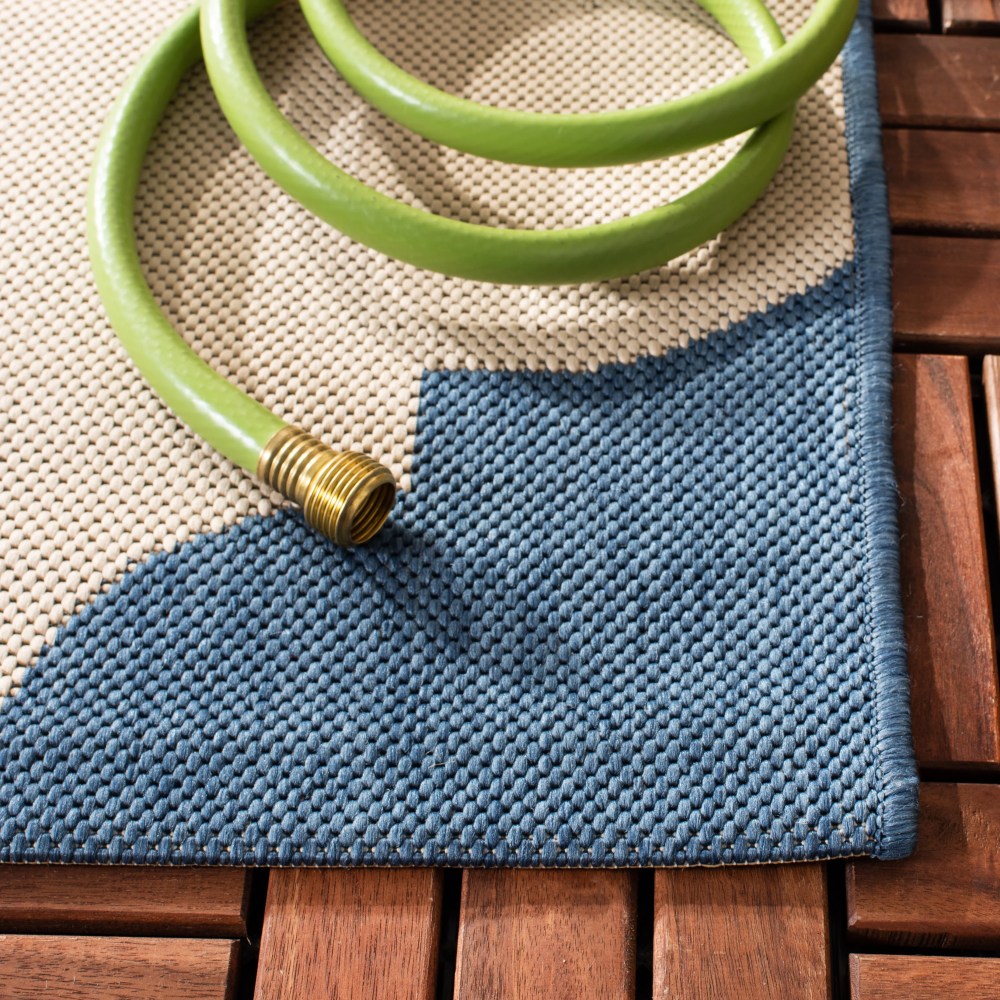 Safavieh Courtyard Elwyn Geometric Indoor/Outdoor Area Rug, Beige/Blue, 8" x 11" - Image 9