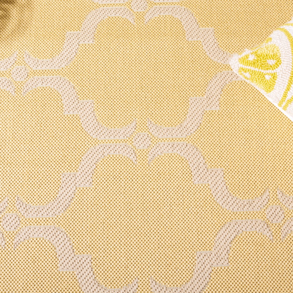 SAFAVIEH Courtyard Estelle Geometric Indoor/Outdoor Area Rug, Yellow/Beige, 5'3" x 7'7" - Image 3