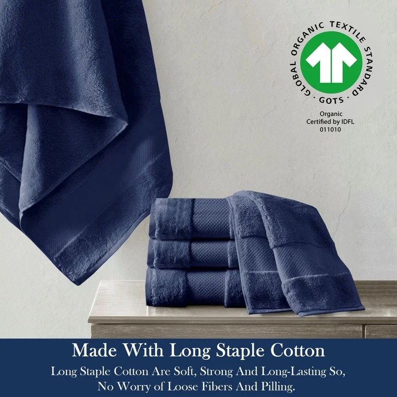 Delara Organic Cotton Bath Sheet 36"x70" Pack of 4, 650 GSM Plush Soft Quick-Dry Ultra-Absorbent Towels, GOTS & OEKO-TEX Certified, Navy Blue - Image 4