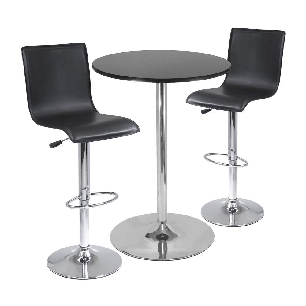 Winsome Spectrum Pub Table & Stools,3PC Set,Black & Chrome