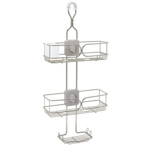 Zenna Home Metal Shower Caddy with 4-Way Adjustable Shelves,Stainless Steel