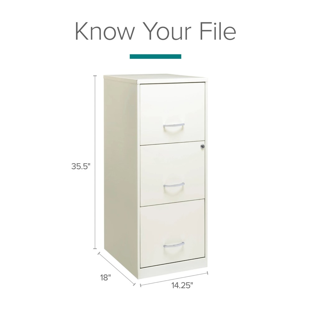 Space Solutions 18" Deep 3 Drawer Smart Letter Width Vertical File Cabinet, White - Image 7