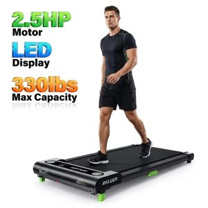 Akluer 480L-A Walking Pad with Incline, 2.5HP Under Desk Treadmill with Remote Control, LED Display, 330lbs Max Capacity, Black