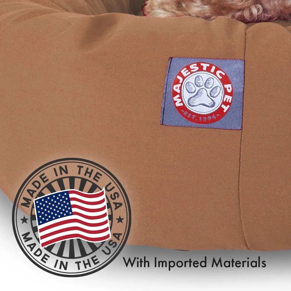 Majestic Pet Poly/Cotton Bagel Pet Bed for Dogs, Calming Dog Bed Washable, Large, Khaki - Image 2