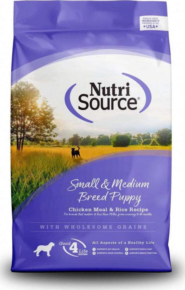 NutriSource Puppy Food for Small and Medium Breeds, Chicken Meal and Rice, 26LB