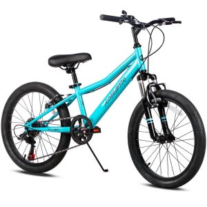 AVASTA 20" Big Kids Mountain Bike for Age 6 7 8 9 10 11 12 Years Old Boys Girls Teen with Suspension Fork Front & Rear Dual Hand Brakes 6 Speeds Drivetrain, Cyan