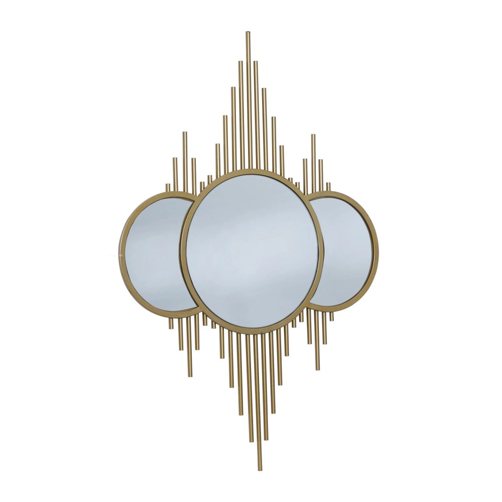 CosmoLiving by Cosmopolitan 3 Overlapping Round Gold Metal, Glamorous and Contemporary Wall Mirror, 27"W x 39"H - Image 11