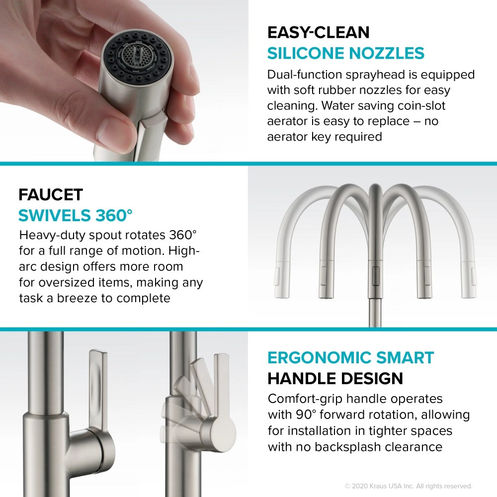 Oletto High-Arc Single Handle Pull-Down Kitchen Faucet in Spot Free Stainless Steel - Image 5