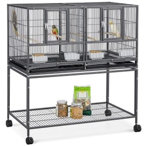 Yaheetech 41.5"H Stackable Wide Bird Cage with Rolling Stand, Black