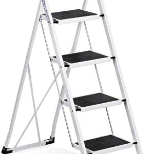 4 Step Ladder,Upgo Folding Step Stool with Extra Wide Anti-Slip Pedal,330lbs Lightweight Portable Sturdy Steel Ladders with Handgrip for Household Kitchen Office Outdoor