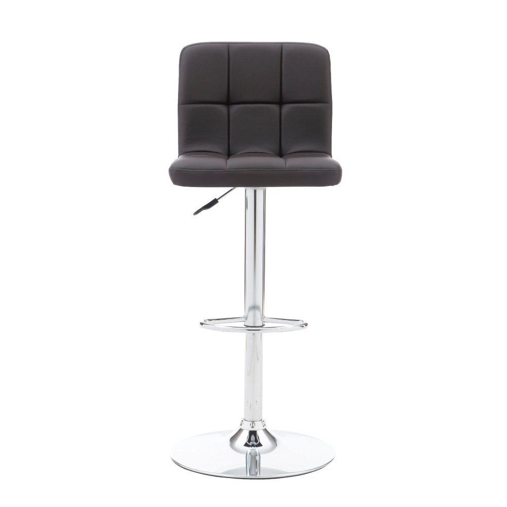 Powell Sherman 24-32" Indoor Adjustable Metal Swivel Bar Stool, Chrome/Brown Faux Leather - Image 14