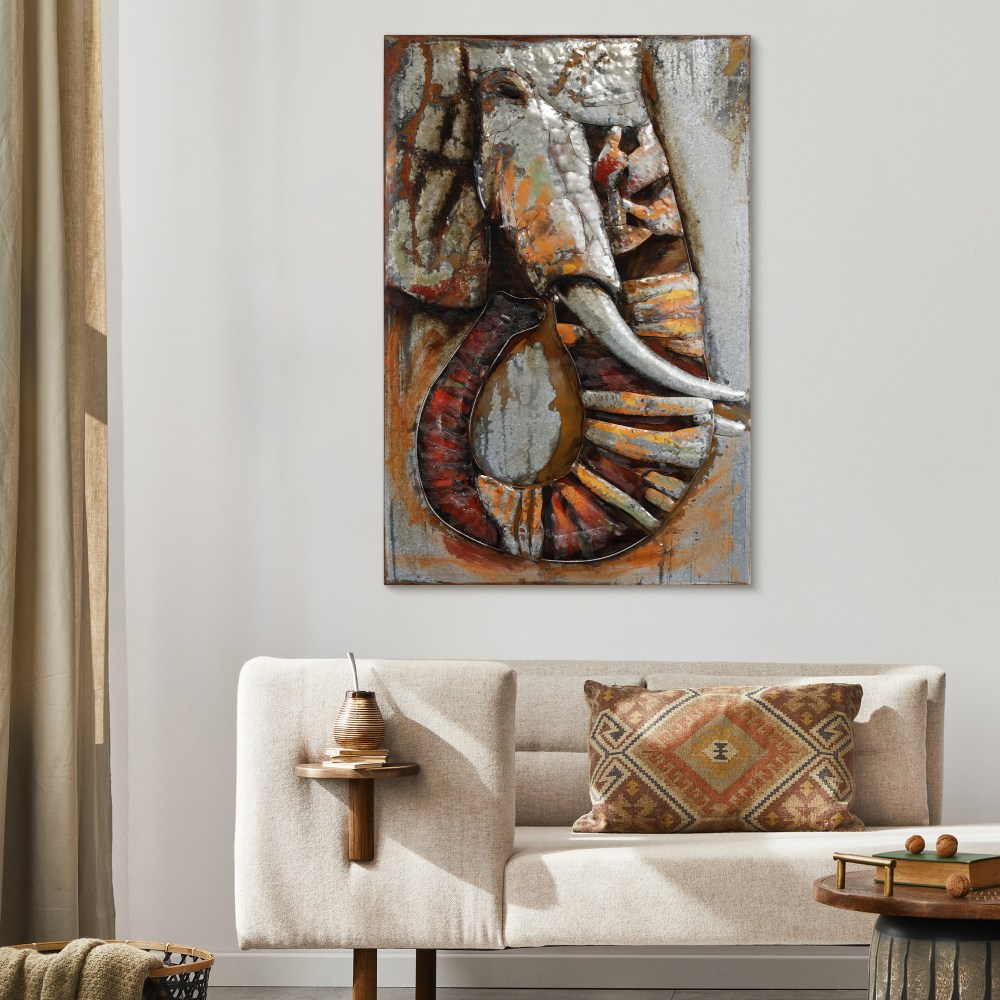 Empire Art Direct Elephant Hand Painted 3D Metal Wall Art, 60" x 40" x 2.8", Ready to Hang - Image 5