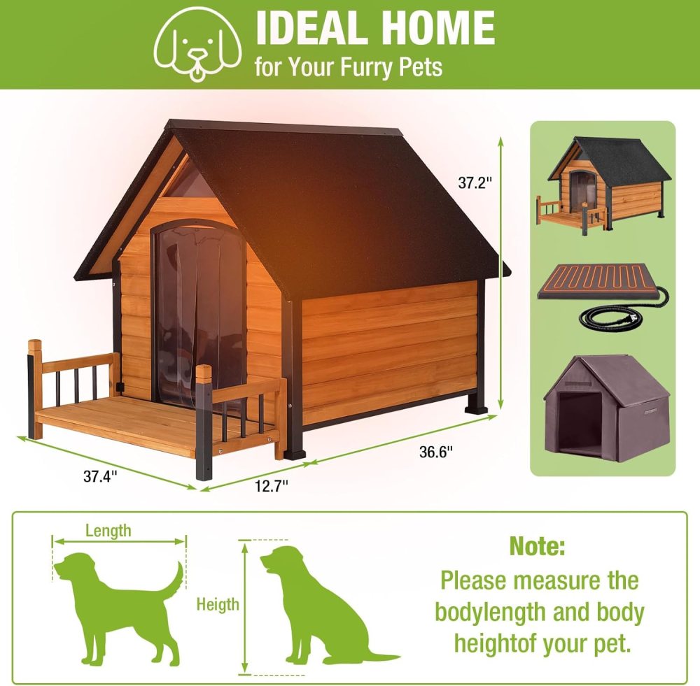 Aivituvin Large Heated Dog House Outdoor Insulated Weatherproof Dog Kennel with Heated Pad, Insulated All-Round Thermal Liner, Chew-Proof Strong Iron Frame Dog House for Dogs (Winter-Ready) - Image 9